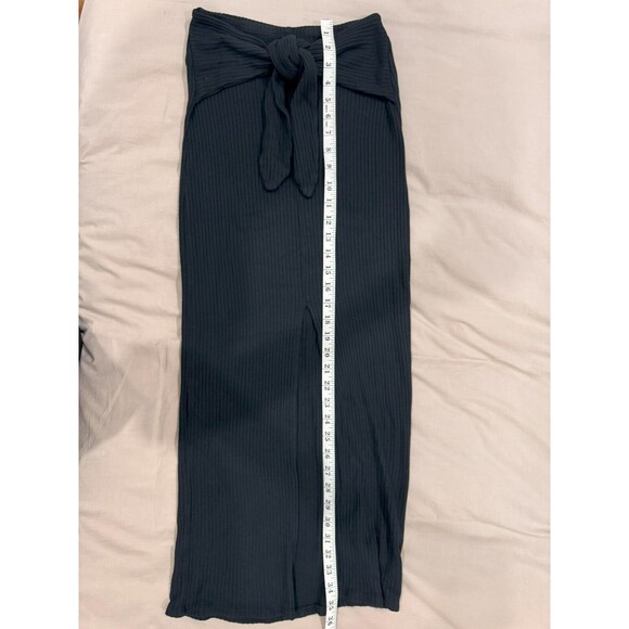 Reformation Womens S Black Knot Pull On Stretch Ribbed Front Slit Maxi Skirt - Picture 7 of 7